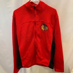 NHL Chicago Blackhawks Embroidered Logo Ribbed Zip Up Jacket Size L
